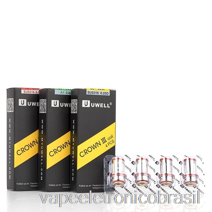 Vape Recarregável Uwell Coroa 3 Iii Bobinas De Substituição 0,25ohm Sus316 Bobinas Paralelas